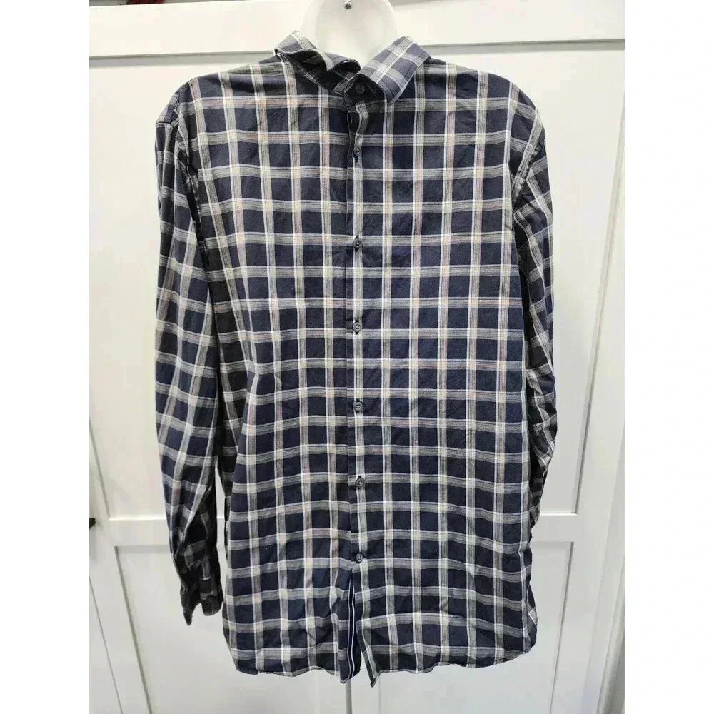 Banana Republic Dress Long Sleeve Men's Size Large Navy Blue Brown
